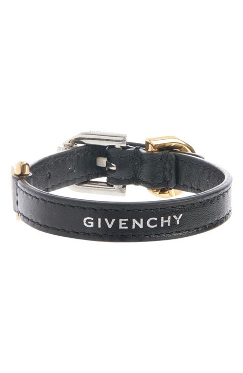 Givenchy Voyou Mixed Metal Detail Leather Bracelet 